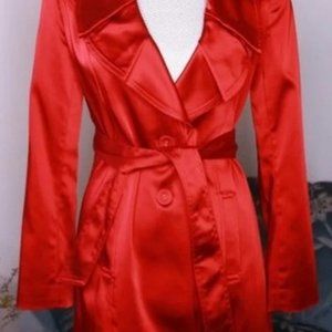 In time for Valentine's Day! Cache Red Satin Jacket/Trench Coat w/tie belt  SzXS